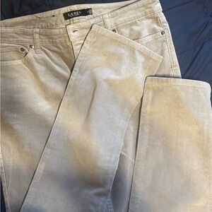 Lauren Ralph Lauren Grey Corduroy Straight-Leg Pants